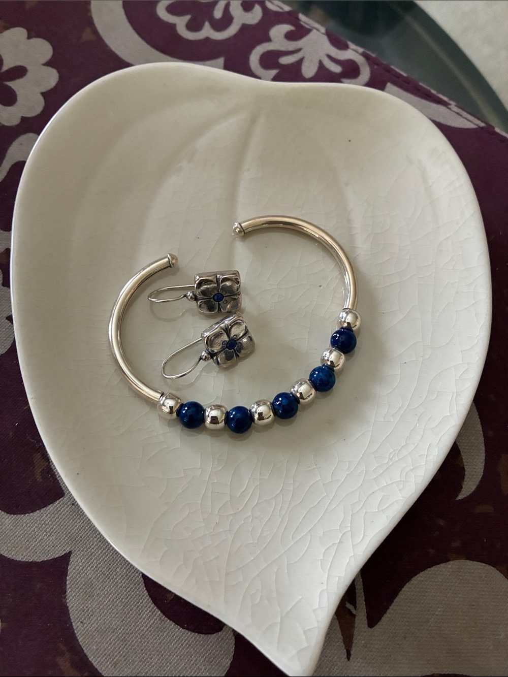 Silpada Sterling silver Bracelet with Blue Beads plus earrings!
